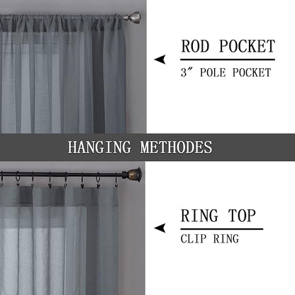 Tollpiz Sheer Curtain Linen Textured Living Room Curtains Sheer Light Filtering - Image 5