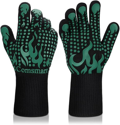 Comsmart BBQ Gloves, 1472°F Heat Resistant Grilling Gloves Silicone Non-Slip by Comsmart