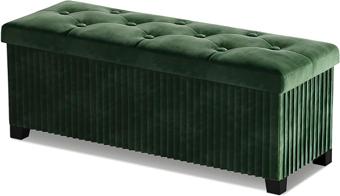 Storage Ottoman Bench, 43 Inch Foldable Ottoman by LITZFUR