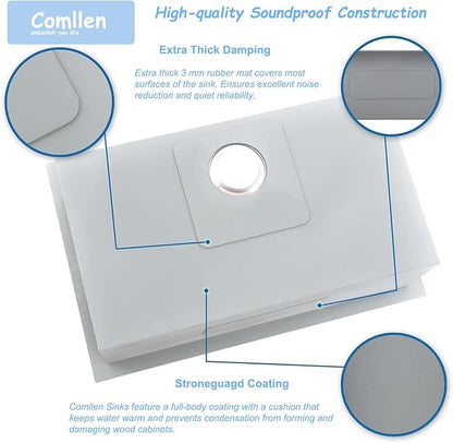 Comllen 28 Inch Drop in Kitchen Sink,28x18 Inch Top Mount 18 Gauge Stainless Steel Deep Kitchen Sinks,Brushed Nickel Single Bowl RV Laundry Utility Sink