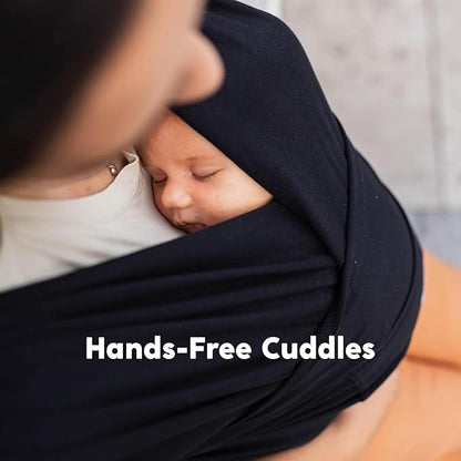 CuddleCarry™ Pre-Wrapped Baby Ring Sling by CuddleBug - Adjustable, Lightweight Baby Carrier Wrap - Ergonomic Front Carry for Newborn to Toddler (0-36m, 8-35 lbs) - Black