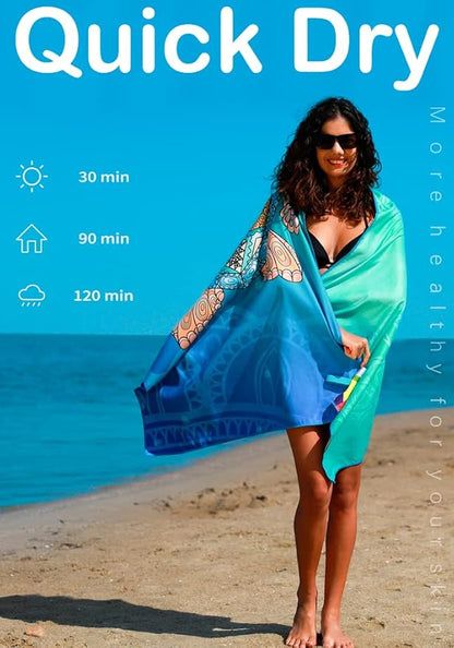 4 Pack Microfiber Lightweight Beach Towel Sand Free Quick Dry Absorbent Thin Compact Towels for Swimming Pool Camping Beach Accessories Large Easy Pack Travel Things for Vacation Essentials Gift