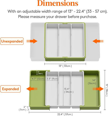 Lifewit Utensil Organizer for Kitchen Drawers, Expandable Cooking Utensil Tray - Image 2