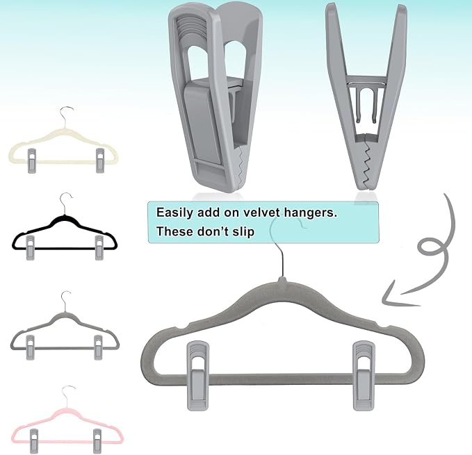 Hanger Clips Perfect for Velvet Hangers, Strong Plastic Clips Pant Skirt Hanger - Image 2