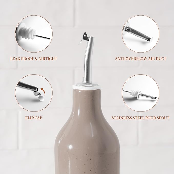 famiware Milkyway 16oz Ceramic Olive Oil Dispenser Bottle, Olive Oil and - Image 3