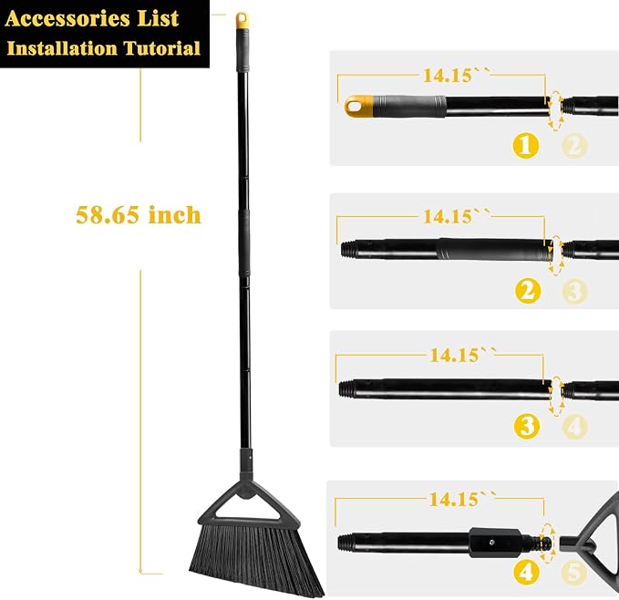 Outdoor Angle Broom Indoor, Upgraded Heavy Duty Commercial Brooms, Restaurant - Image 9