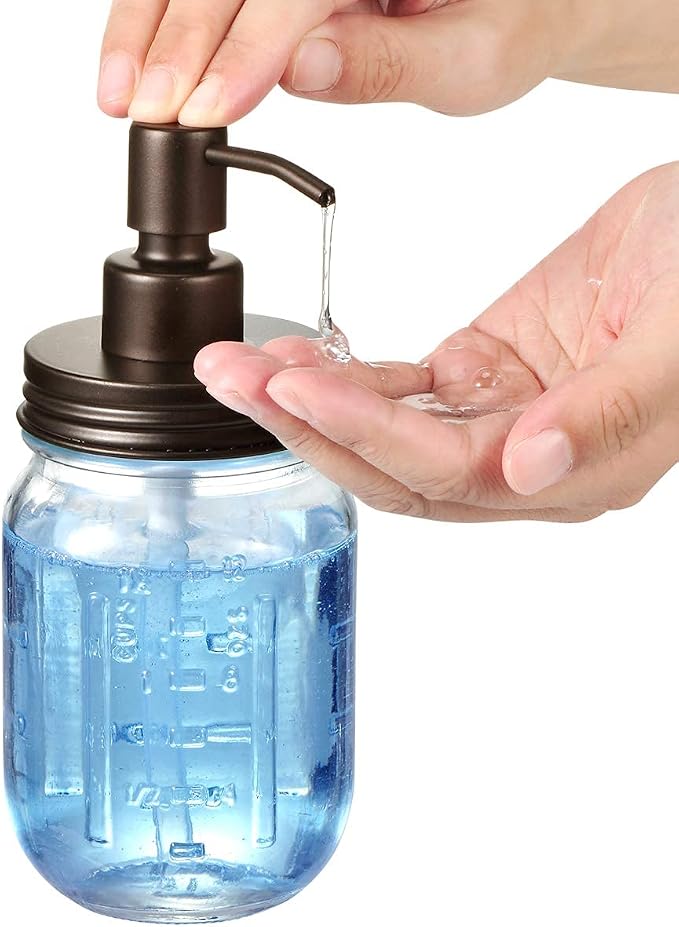 Amolliar Mason Jar Liquid Soap Dispenser, 16OZ Stainless Steel Pump Lid & - Image 4