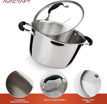 AVACRAFT 18/10 Tri-Ply Stainless Steel 5 Quart Dutch Oven Pot - Image 5