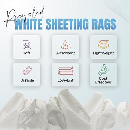 Recycled White Sheeting Cleaning Rags – Lint Free White Cotton Cloths - Image 8