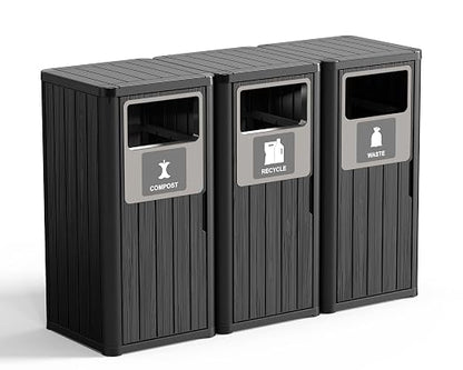 ROJIK 35" Tall Outdoor Trash Can, Weatherproof Resin Garbage Indoor Durable by ROJIK