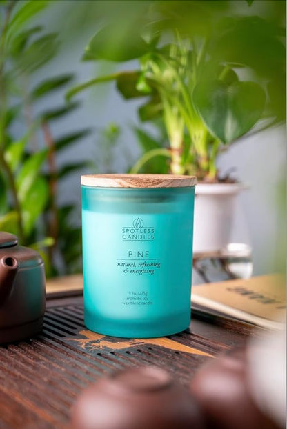 Pine Candle - 9.7 oz /275g 45-55 Hours Burn Time in Green Frosted Glass Jar - - Image 8