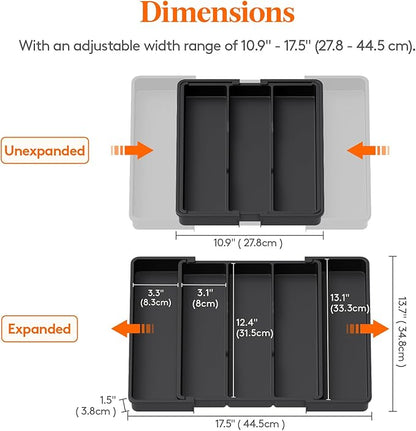 Lifewit Utensil Organizer for Kitchen Drawers, Expandable Cooking Utensil Tray - Image 3