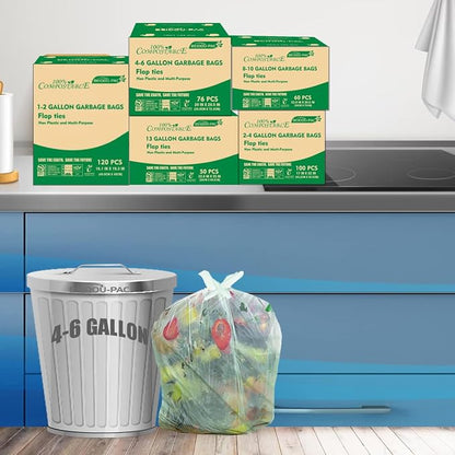 4-6 Gallon Flap Tie Compostable Trash Bags, Compost Bags Kitchen Trash Bags - Image 6