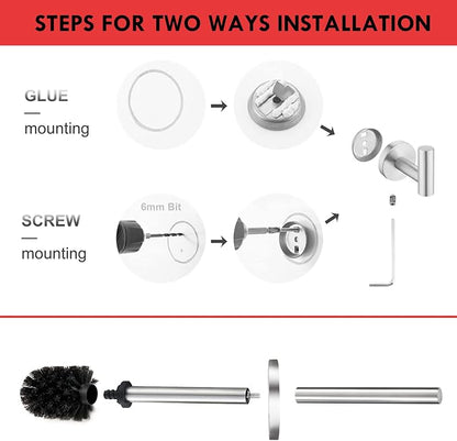 Toilet Brush with Holder Bathroom Wall Mounted Toilet Bowl Brush Holder Toilet - Image 5