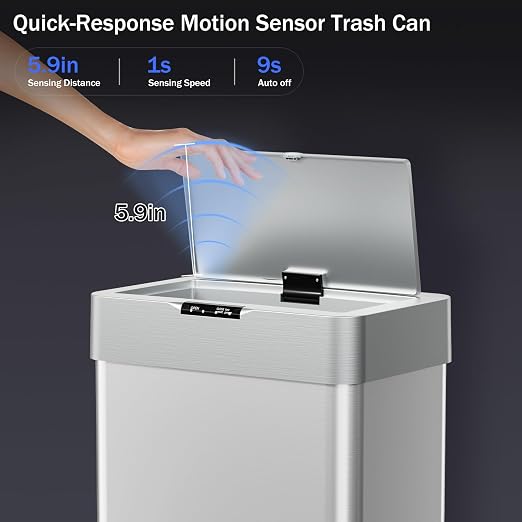 TLSUNNY 13.2 Gallon Motion Sensor Trash Can, Touchless Automatic Garbage Can - Image 3