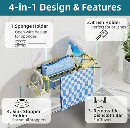 TAILI 4-in-1 Sink Caddy with Strong Suction Cup, Sponge Holder - Image 5
