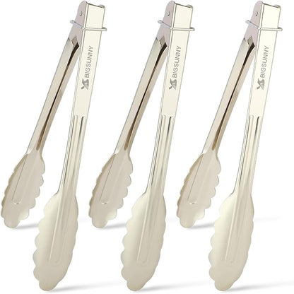 MSY BIGSUNNY 9 Inch Food Tongs for Cooking and Serving- Aluminum Kitchen Utensil by MSYBIGSUNNY