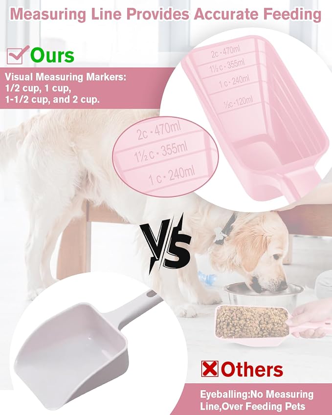 2 Cup Dog Food Scoop, Plastic Pet Food Scoop - Image 2