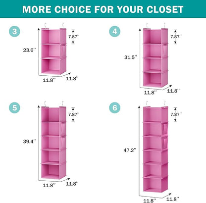 YOUDENOVA Hanging Closet Organizer, 4-Shelf Closet Hanging Storage Shelves - Image 5