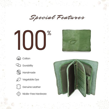 Genuine Leather Nomad Organizer Travel Wallet | Women's Wallet Clutch Passport Holder