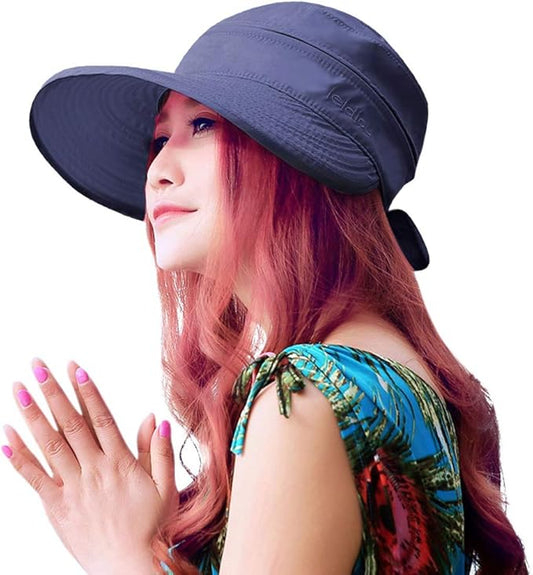 HINDAWI Sun Hats for Women with UV Protection Wide Brim Sun Hat Visor Summer Beach Outdoor Foldable Womens Cap