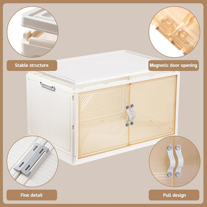 AHEONLAR 4 Pack Plastic Storage Bins - 388QT Foldable Stackable Storage Bins - Image 3