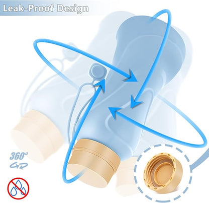 Collapsible Water Bottles 2 Pack,Leak Proof,Reuseable BPA Free Silicone Foldable Water Bottles,Durable Lightweight for Travel Gym Camping Hiking,Compact Size Portable Sports Water Bottle (Black&Blue)