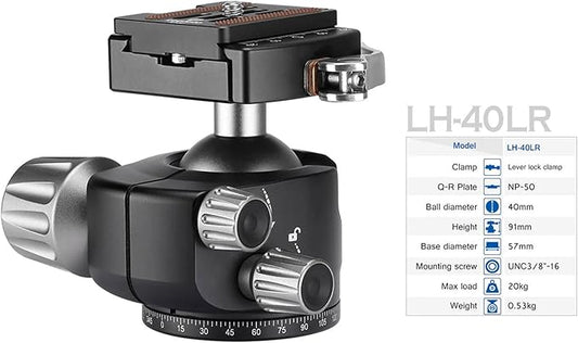 Leofoto Professional Camera Tripod, 62" Compact Carbon Fiber Tripod for DSLR Video Camcorder, 4 Leg Sections, 360° Ball Head, Max Load 25KG/55Lb (LS-364CX+LH-40LR)