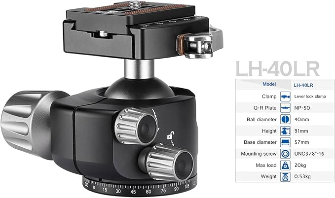 Leofoto Professional Camera Tripod, 63.4" Compact Carbon Fiber Tripod for DSLR Video Camcorder, 3 Leg Sections, 360° Ball Head, Max Load 20KG/44Lb (LS-323CX+LH-40LR)