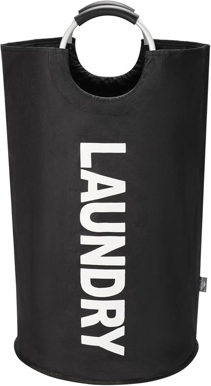 DOKEHOM 125L X-Large Laundry Basket, Collapsible Laundry Bag, Freestanding Tall Clothes Hamper, Foldable Washing Bin (Black)