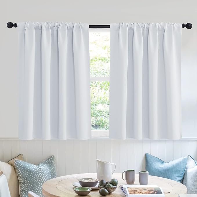 RYB HOME White Curtains 36 inches Long Room Darkening Curtains Thermal by RYBHOME