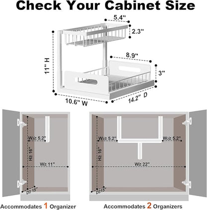 REALINN Under Sink Organizer, Pull Out Cabinet Organizer, 2 Tier Metal Slide - Image 2
