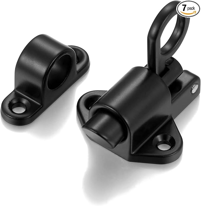 7 Packs Self-Closing Latches，Black Spring Door Lock，Resilient Bolt Latch by INIRET