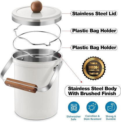 Kitchen Countertop Compost Bin 101ounces / 3Liters, Airtight Lid SUS304 - Image 7