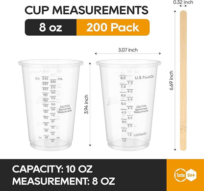 Turbo Bee Plastic Measuring Cups 8OZ, 200 PACK Disposable Mixing Cups - Image 3