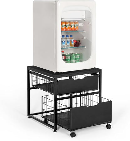 Mini Fridge Stand with Storage Drawer, 21.7”x21.7” Heavy Duty Mini Fridge Table - Image 2