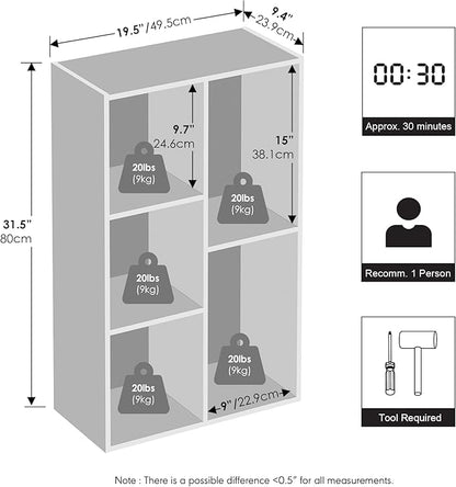 Furinno Reed Closet Organizers and Storage, 5-Cube Reversible Closet Shelves - Image 2