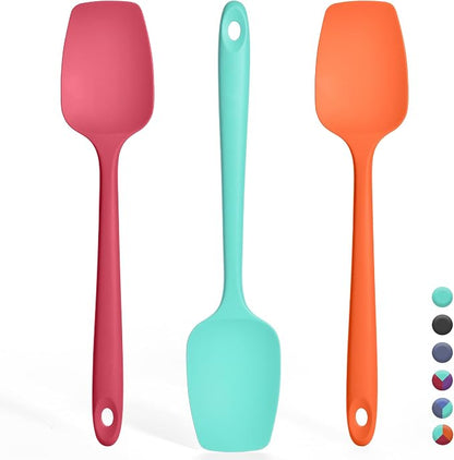 Silicone Spoonula Set: 600ºF Heat Resistant Food Grade Cooking Baking Utensils by IronberryOfficial