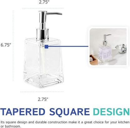Huang Acrylic Clear Square Tapered Soap Dispenser Crystal Clear Acrylic | - Image 4