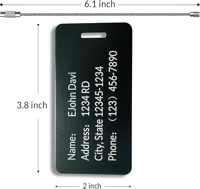 (5Pack Made in USA) Custom Personalized Luggage Tags-Customized Unique tag for Suitcase Backpack Travel,Bags (Blue (3.8×2))