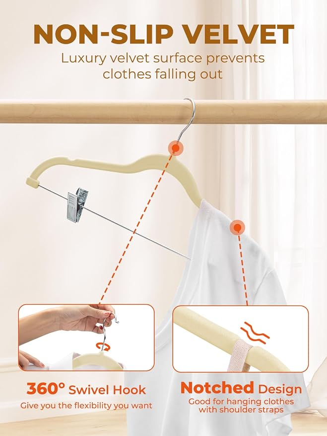 HOUSE DAY Velvet Skirt Hangers 12 Pack, Space Saving Slim Shorts Hanger - Image 7