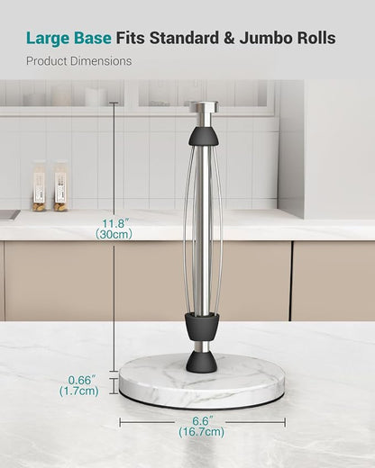 Marble Paper Towel Holder Countertop, Stainless Steel, One-Handed Tear - Image 7
