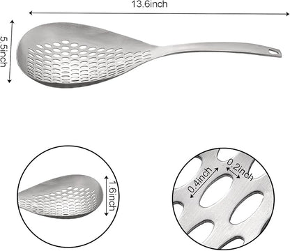 2 Pack Skimmer Slotted Spoon, 13.6 Inch Large Stainless Steel Skimmer Ladle - Image 2