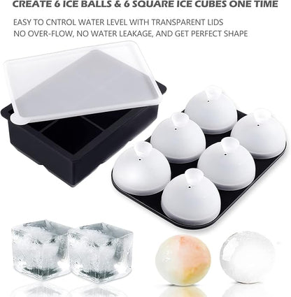 HONYAO Whiskey Cocktail Ice Mold, Easy Fill and Release Silicone Round Ice Ball - Image 8