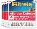 Filtrete 16x16x1 AC Furnace Air Filter, MERV 11, MPR 1000, Micro Allergen Defense, 3-Month Pleated 1-Inch Electrostatic Air Cleaning Filter, 4 Pack (Actual Size 15.81 x 15.81 x 0.81 in)