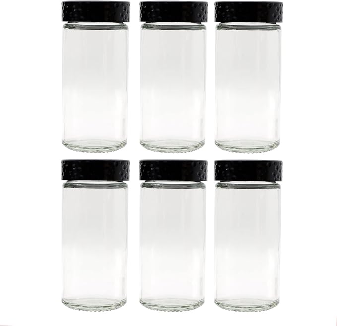 Tianifa 6pcs Black Spice Jars, 3 oz Glass Seasoning Bottles, Spices Container by Tianifa