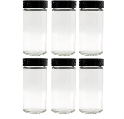 Tianifa 6pcs Black Spice Jars, 3 oz Glass Seasoning Bottles, Spices Container by Tianifa