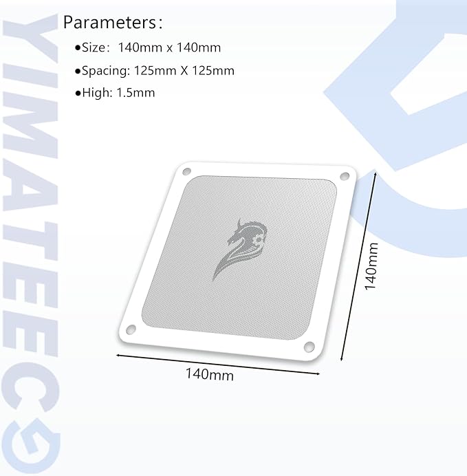 140mm Fan Filter PC Dust Filter Computer Fan Grills Dust Mesh Magnetic Frame PC Case Cover Dustproof PVC 50 Mesh(PVC, Gentleman Aesthetic, 140 * 140mm, 5pcs, White)