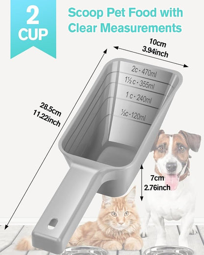 2 Cup Dog Food Scoop, Plastic Pet Food Scoop - Image 2