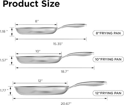 COOKER KING Stainless Steel Pans Set of 3, Nonstick Frying Pans, Induction Pan - Image 7